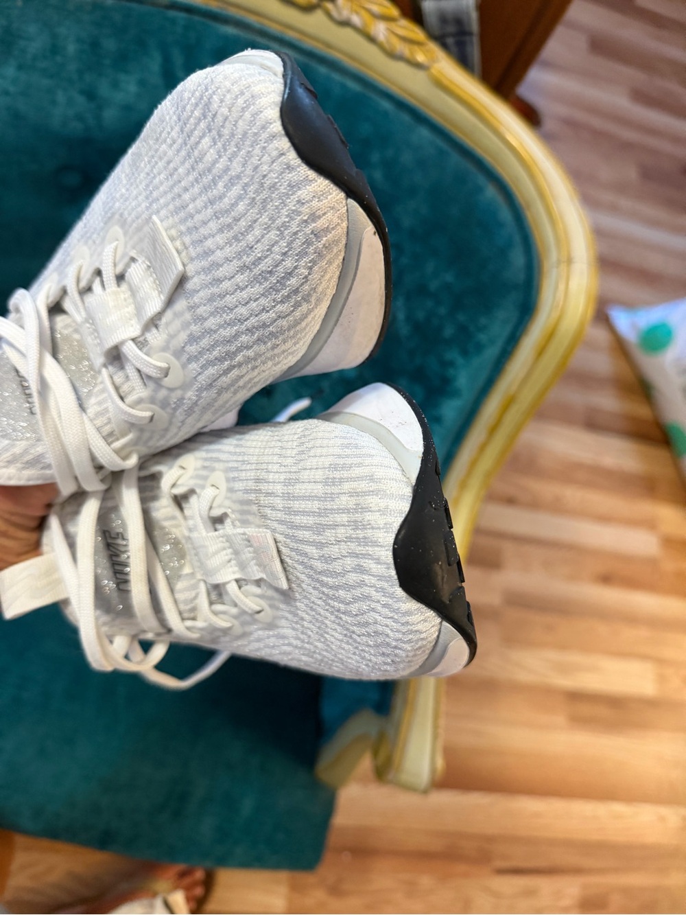 Nike White/Silver Swoosh womens Athletic Sneakers - Picture 5 of 10
